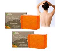 2 Piezas Jabón De Caléndula Y Cúrcuma, Pastilla De Jabón De Caléndula Y Cúrcuma Natural, Jabón Aclarante Para Un Brillo Natural De La Piel, Control Del Aceite Y Limpieza Profunda