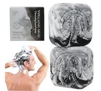 2 piezas Jabón de carbón de carbón 100 g jabón de arcilla volcánica para el acné ingredientes naturales de la barra de negro control de aceite de aceite para hombres cuero cabelludo, cara