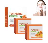 2 Piezas Jabón de Cúrcuma Natural, Jabón Facial Cúrcuma, Jabón de Cúrcuma, Limpieza de Cutis Facial y Corporal