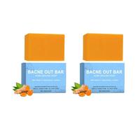 2 Piezas Jabón De Cúrcuma Para Acné Corporal Y Facial, Limpiador Iluminador Reparador Con Vitamina C Y Alfa Arbutina, Elimina Manchas Oscuras, Para Espalda Rostro Pecho Piel Grasa