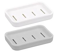 2 Piezas Jabonera Doble Capa con Desagüe Bandeja de Jabón para Ducha de Baño Fregadero Caja de Jabón Bandeja de Jabón Rectangular Plástico Portátil Sellado Impermeable para Jabón Esponjas y Más