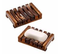 2 Piezas Jaboneras Caja Madera Natural Jabonera Hecha a Mano Soporte para Jabón para Cocina, Cuarto de Baño, Esponja Jabón, Esponjas y Más