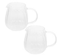 2 Piezas Jarra de Vidrio Rayada para Crema y Café | Alta Transparencia, Cuerpo Claro y Liso, Resistente al Frío, Fácil Limpieza, para Restaurantes y Anfitriones