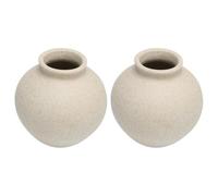 2 Piezas Jarrón de Cerámica Retro Mini para Flores Secas, Beige