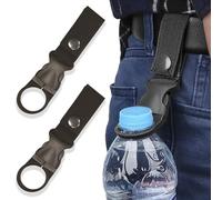 2 piezas Jaula para botella de agua con clip, Clip para soporte de botella de agua, llavero con hebilla de cinturón, soporte para botella para camping, senderismo, negro