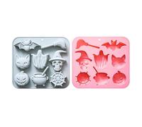 2 Piezas Juego de Moldes Flexibles de Silicona con 8 Cavidades para Toppers de Pasteles Helado Chocolate Caramelos Jabón Velas Fácil Desmolde Herramientas para Repostería y Manualidades