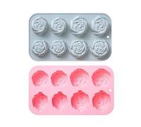 2 Piezas Juego de Moldes Flexibles de Silicona con 8 Cavidades para Toppers de Pasteles Helado Chocolate Caramelos Jabón Velas Fácil Desmolde Herramientas para Repostería y Manualidades