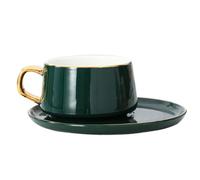 2 piezas Juego de Taza y Plato de Café Cerámica 250ml Estilo Nórdico | Mesa de Desayuno, Presentación Elegante, para Té y Chocolate Caliente, Regalo Preparado, 9x9x6cm
