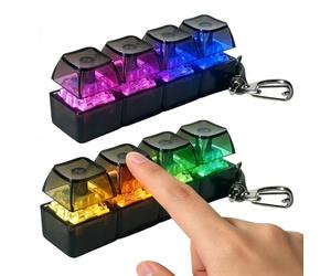 2 Piezas Juguete Antiestrés Teclado Iluminado Teclado Fidget Toys, Juguete Antiestrés con Teclados Clics Llavero con Teclados An-tiestrés De 4 Botones con Luces para Aliviar El Estrés Pass Tiempo