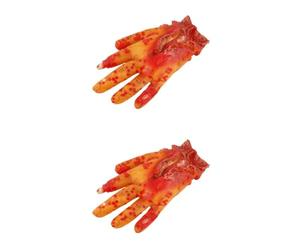 2 Piezas Juguete de Mano Sangrienta para Caja de Comida, Halloween | Decoración Terrorífica, Modelo Realista de Mano Rota, para Casa Embrujada y Broma, Color Rojo