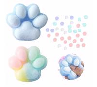 2 Piezas Juguete para Apretar con Pata de Gato,Cat Squishy Squeeze Toys,Lindo Y Suave Cat Paw Fur Ball Stress Relieving Toy,Apto para Niños,Adolescentes y Adultos (Azul,Color)