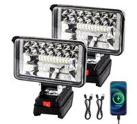 2 Piezas Lámpara con Batería para Makita 18/21 V, Foco LED Portátil, Luz de Trabajo de Inundación Portátil Linterna con Puerto de Carga USB Camping