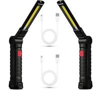 2 Piezas Lámpara de Inspección, Linterna LED Recargable COB USB, Luz de Trabajo Portátil con Base Magnética y Gancho, Lámpara Taller LED para Mecánicos, Garaje, Emergencias y Camping, 5 Modos