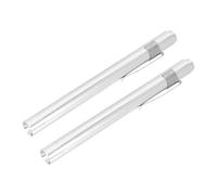 2 Piezas Lámpara LED Médica Tipo Bolígrafo con Medidor de Pupila | Clip Resistente y Botón Trasero, Aleación de Aluminio, para Clínicas y Ambulancias, Luz Plata