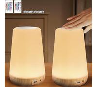 2 Piezas Lámparas de Mesita de Noche Con Temporizador Luz Nocturna Infantil Hay 13 Colores y 3 Modos Lámpara de Escritorio Carga USB con Control Remoto para Cuarto de Niños Dormitorio Viaje Corto