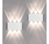 2 Piezas Lámparas de Pared Exterior/Interior LED Aplique Pared 12W 1200LM ip65 impermeables up and down lámparas de pared de aluminio modernas que brillan arriba y abajo(blanca 4500k luz natural)