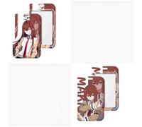 2 piezas Lanyard Portartarjetas Steins Gate Makise Kurisu Christina Animado | Para Tarjetas de Identidad, Llaves, Oficina, Escuela, Transporte