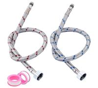 2 Piezas Latiguillos de Fontanería 80 cm G3/8 X M10, Latiguillo Grifo Cocina, Manguera de Conexión Flexible Mangueras de Grifo de Trenzadas con 2 Rollos de Cinta, Resistente a Altas Temperaturas