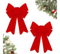 2 Piezas Lazos Arbol Navidad Rojos Lazo 15x13cm PVC Terciopelo Árbol Navidad Lazos para Arvore de Natal Adornos Navideña para Decoracion Interiores y Exteriores, como Puertas, Ventanas y Chimeneas