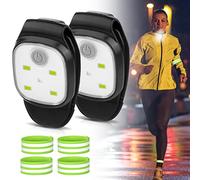 2 piezas LED Clip Lampe: clip de luz nocturna con 2 piezas de pulsera LED, USB recargable, 4 modos de iluminación, clip de luz de carrera, resistente al agua, luz de seguridad para correr, camping,