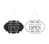 2 Piezas Letrero de Puerta de Madera Open/closed Doble Cara | Cuerda y Gancho, Fácil de Instalar y Voltear, Diseño Vintage Clásico para Hogares y Negocios