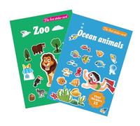 2 Piezas Libro Pegatinas Reutilizables, Libro de Pegatinas Infantiles de Mundo Submarino y Zoo Animales, Pegatinas de Viaje y Juguete Educativo de Aprendizaje Sensorial