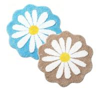 2 Piezas Linda Alfombra De Baño 60x60 Cm Alfombra Floral Alfombra Antideslizante Absorbente De Agua Alfombra Suave Lavable A Máquina for Dormitorio Cocina Baño Pisos De Inodoro(Light blue+Brown)