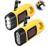 2 Piezas Linternas Led de Emergencia con Manivela Solar, Linterna Solar con Manivela y Mosquetón Linterna de Emergencia Resistente al Agua, Portátil de Supervivencia para Camping Exteriores y Apagones