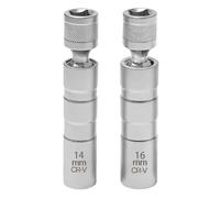 2 Piezas Llave Bujía 14mm&16mm, 12 Puntos 3/8 Pulgadas Llave de Bujía Giratoria Magnética de Junta, Llave de Bujias Magnéticas Universale, Herramienta de Extracción de Bujías, Para Más Auto