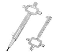 2 Piezas Llave Maestra Universales de Aleación de Zinc, Escala de Medición y Llave de Obra para Cerraduras de Embutir, Abrebotellas (Plata)