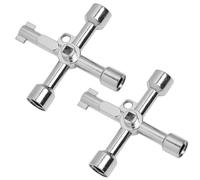 2 Piezas Llave Multifuncional de 4 Vías en Aleación de Zinc, 4 Puntas, Cruzada - Herramienta Universal para Contadores de Agua, Armarios Eléctricos y Válvulas de Gas