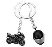 2 Piezas Llavero Coche y Motocicleta Decoración Creativa - Casco Negro para Motociclistas, Lucky Charms Conduce con Cuidado, Negro, Moderno/Casual
