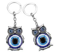 2 Piezas Llavero Colgante de Búho Mal de Ojo, Aleación, 10,5x3,3x1cm | Adorno Colgante para Bolso y Cinturón, Acabado Liso, Color Brillante, Uso en Mochila y Detalle Decorativo