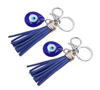 2 piezas Llavero de Ojo Azul Malvado Colgante, Decoración de llaves | Aleación, Tejido y Vidrio, Accesorio Preparado para Obsequio, para Anillos y Mochilas, Colgante Azul Color Aleatorio