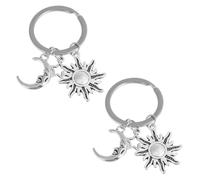 2 Piezas Llavero De Sol, Estrella Y Luna, Cole De Diseño Simple, Llavero De Acero Inoxidable, Cole Decorativo, Llavero para Mujer