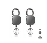2 piezas Llavero Extensible Con Cordón De Nylon Extensible,Llavero telescópico contra la pérdida,Llavero Extensible Retractil,Para Porta Tarjetas Identificativas, Tarjetas(plata)