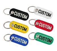 2 Piezas Llavero personalizado, llavero bordado de doble cara con etiqueta de texto personalizada, adecuado para motocicletas, automóviles, scooters ATV(6.5×2.5cm)