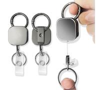 2 piezas Llavero Retráctil, Llavero Extensible Retractil, Clip de insignia retráctil,Soporte retráctil para insignias,Porta Tarjetas Llavero Retractil,Para llaveros,clip de insignia de identificación.