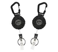 2 Piezas Llavero Retráctil Llaveros Retráctiles soporte para insignia con mosquetón muy resistente, carrete táctico de identificación con cable extensible retráctil de acero de 70 cm