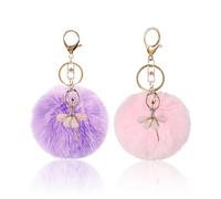 2 Piezas Llaveros De Bolas De Pelo, Lindos Llaveros De Felpa, Llaveros De Mujer, Coles Decorativos, Llaveros De Bailarina