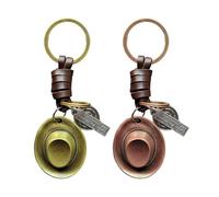 2 Piezas Llaveros Sombrero Vaquero, Llaveros Creativos, Llaveros De Cuero PU, Llaveros De Regalo, Llaveros Vintage Decorativos