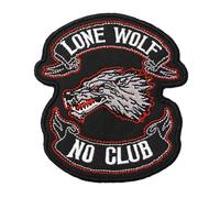2 Piezas LONE WOLF NO CLUB Insignia de parche bordado militar español con respaldo de gancho