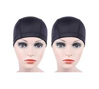 2 piezas/lote negro Gorras de Peluca con banda elástica ancha cúpula tapa para hacer pelucas (S)