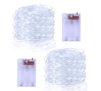 2 Piezas luces de hadas que funcionan con pilas, 5M 50 LED Cadena de Luces parpadeantes, temporizador para Navidad, dormitorio, interior, exterior, boda, dormitorio, fiestas (blanco frío)