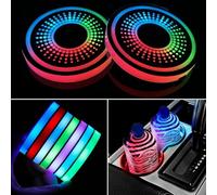 2 Piezas Luces LED para portavasos de Coche,Posavasos de Coche de Carga USB con 7 Colores de luz luminiscente,Lámpara Lámpara Decorativa para el Interior del Coche