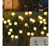 2 Piezas Luces Solares de Luciérnaga, 10 LED Bolas Luces Solares Exterior Jardin, IP65 Impermeable Luciérnaga Luce Solare para Jardín Aceras Camino Paisaje Patio Decoración Nocturna(Blanco Cálido)