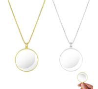 2 Piezas Lupa Monoculo,5X Portátil Lupa para Colgar con Colgante y Cadena de Aleación,Collar Lupas Colgante Lectura de Moda Decoración para Leer Libros,Periódicos,Manualidades,Costura (Oro+Plata)