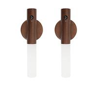 2 Piezas Luz de pared de Madera, luz Nocturna Interior con Sensor de Movimiento, luces de pared Magnéticas Recargables con Interruptor para Dormitorio, Pasillo, Escalera (Nogal)