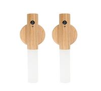 2 Piezas Luz de pared de Madera, luz Nocturna Interior con Sensor de Movimiento, luces de pared Magnéticas Recargables con Interruptor para Dormitorio, Pasillo, Escalera (Madera de Fresno)