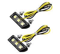 2 Piezas Luz Matricula Moto LED 12V, Universal Mini 12V 1.4W License Plate Light Impermeable IP67 Moto Matrícula con 3 LED para Adaptarse La Mayoría de Las Motocicletas Motors Quad ATV Negro